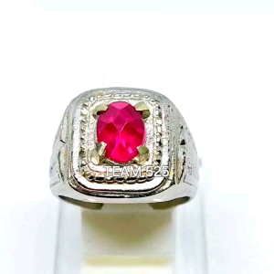 Cincin Batu permata merah delima merah siam rose Bangkok cutting atas