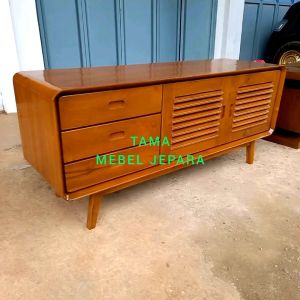 Meja TV Minimalis Retro Jati Rak TV Minimalis Mebel Jepara