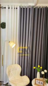 Madrazo`s 10 Rings - Elegant Plain Curtain - 5FT up to 9FT long. Silver gray Gray Dark Gray & Black.
