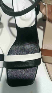 Dép nữ sandal cao gót quai bản ngang phối màu gót 7cm