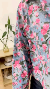 ●ECLAIRE● 003 Jaket Crop Jeans Lengan Panjang Longsleeves Pocket Motif Flower Floral Bunga Korea Kasual Casual Santai Liburan Mode Modis Import zoiz