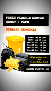 PLASTIK SAMPAH PAKET HEMAT ISI 3 PACK | KANTONG PLASTIK SAMPAH HITAM UK 40X60 50X75 60X100 90X120 90X120