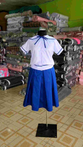 Joenel school individual price uniform individual price Sailor Collar Blouse With Ribiti Peach Twill/ Royal Blue Skirt For Kids and Adult School Uniform Individual Sets