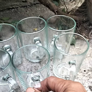 6pcs Gelas Kopi/Gelas Kaca Polos Gagang