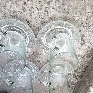 paket cangkir kopi 12pcs/set gelas kopi bahan kaca/paket lengkap gelas kopi murah dan tatakan/cangkir teh cantik dan menarik