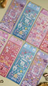 Stiker Bear Waltz Confetti Hologram Pastel Color: Dekorasi Chibi Cute