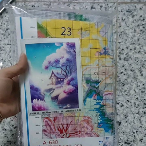 [ MỚI] Tranh thêu chữ thập thêu kín phong cảnh ngôi nhà thần tiên a630 a631 kt 55x75cm[ Tranh Hà Đoàn]