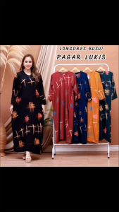 Longdress Motif Lukis Terbaru Daster Lengan Panjang