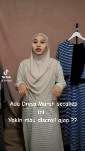 Uneeds - Gamis Inara Dress Salur Set Hijab Syari Knitt Mix Jersey