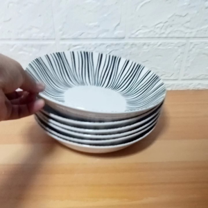 SET FOR 6 PIECES ZEBRA PRINT CERAMIC DEEP MOON PLATE SIZE 20CMX5CM / 8 INCHES  CERAMIC HIGH QUALITY DURABLE  VERY THICK MICROWAVE SAFE WEIGHT 0.445 GRAMS HEIGHT 5CM L-W : 20CM