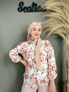 Kemeja semi Tunik Marshanda Atasan wanita Motif