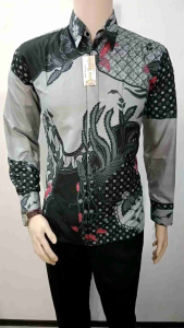 Kemeja Batik Motif Cendrawasih Abu-abu Artabatik Super KODE 008