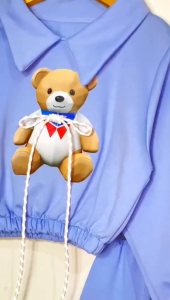 HSN Setelan Sweter Crop Terbaru Gambar 3D Panda Lucu Celana Panjang Cargo Anak Perempuan usia 2 - 12