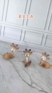 SFS - [1 SET ISI 3] MINIATUR KUE TART RUSA BAMBI BAHAN KARET ELASTIS HIASAN KUE TART CAKE BIRTHDAY CAKE ULANG TAHUN DEKORASI ULTAH CUPCAKE BAKING DEKORASI DECORATION FILM DISNEY KARTUN ANAK PAJANGAN HIASAN HADIAH KADO ANAK