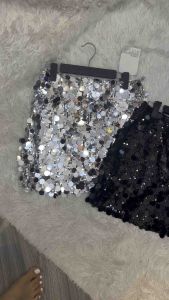 Chân Váy Sequin lấp lánh chân váy ngắn Đính kết full kim sa hàng đẹp có lót và quần bảo hộ