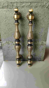 Handle Pintu Rumah Kuningan Antik Motif Phion Ukir 37 cm 2 Pcs