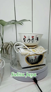 souvenir mangkok - isi 50 pcs souvenir pernikahan mangkok pinguin kemasan box warna