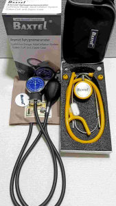 Baxtel Aneroid Sphygmomanometer Blood Pressure Monitor With Yellow Deluxe Stethoscope
