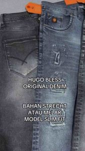 SLIM FIT-HUGO BLESS TERBARU//JEANS PANJANG ANAK MUDA GAUL//JEANS PANJANG PRIA RIPPED SOBEK TAMBAL BORDIR//JEANS FASHION PRIA GAUL//JEANS DISTRO PRIA//CELANA PANJANG STRETCH PRIA XHUGO BLESS//CELANA DENIM BAHAN MELAR/NGARET PRIA//JEANS PANJANG PRIA TERBARU