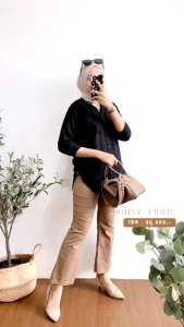 Kemeja Blouse wanita bahan Rayon twil / atasan polos / kerja/ Kantor/ Murah/ terbaru/ kekinian/tangan 7/8