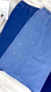 SKIRT JEANS PEREMPUAN STYLE MUSLIMAH PLUSSIZE PREMIUM SKIRT JEANS TIADA BELAHAN STRAIGHT CUT Deena Jeans Cut