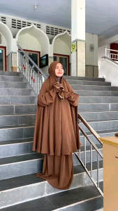 Mukena Tunik Jumbo Berlengan Crinkle Airflow Free Tas Cantik