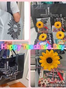 Teacher’s Day Gift-Specially Designed Teacher’s Day Eco-friendly Bag+Red Pensunflower(free gift card)-SG Stocks