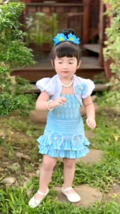 ⚡️ชุดไทยเด็ก ชุดลายไทย⚡️ชุดเดรส + เสื้อคลุม