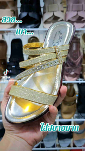 รองเท้าสวมสายคาดประดับเลื่อม no.TN134 สวย เบา ใส่สบาย BY here_shoe_shop