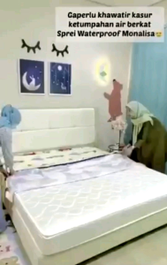 Sprei tahan air bahan waterpoof sprei anti ompol size no 1 no 2 no 3