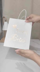 Wedding Gift Souvenir Paper Bag Team Groom/Bride Bridesmaid Groomsmen Gift Bags Bridal Shower Bachelorette Party Favor Bags Rose Gold Print