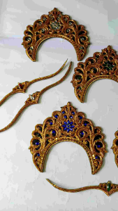 bordir mahkota rambut/aksesoris rambut/hiasan kepala/Tiara/headpiece sudah pake tali