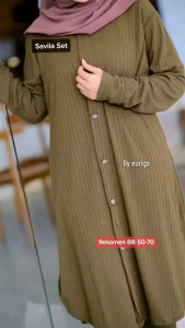 RATI - SAVILA SET BY FASHION HIJAB SOLO: Setelean Celana Jumbo Knit Rajut & Bestseller Bisa COD Kancing Fariasi
