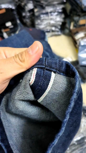 quần jean nam selvedge denim dáng suông màu rêu