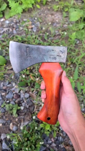 ขวานหนองบัวพกจิ๋ว ด้ามไม้ประดู่ เหล็กแหนบพร้อมใช้งาน ตัดไม้ สับกระดูก พกพาง่าย