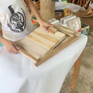 (ส่งไว)ชั้นวางของไม้สักพับได้สามชั้น