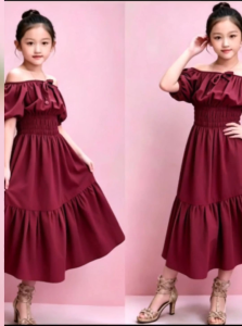 KIDS BUTTERFLY SMOCKING CASUAL OFFSHOULDER ELEGANT DRESS FOR ALANGAN KIDS 6-9 YEARS OLD PETITE (S&N TAYTAY CLOTHING APPAREL)