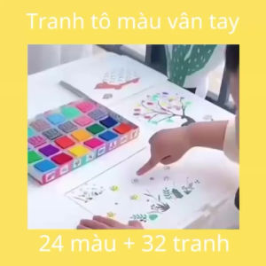 [24 Màu + 32 Tranh] Bộ tranh Tô Màu bằng ngón tay nhiều hình ảnh đơn giản sáng tạo an toàn. Tô màu vân tay cho bé