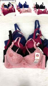 Bra Women Wired BC Cup 3D Floral Lace 4 Hook Full Cup Bra Baju Dalam Berwayar Bra Ada Dawai