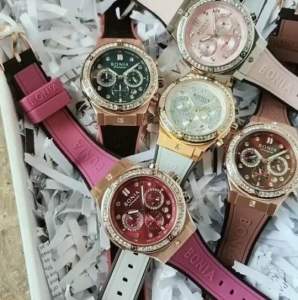 JAM TANGAN WANITA BONIA BNB 10809 Chronograph Rubber Strap Original