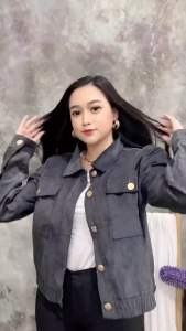 Jaket Corduroy Wanita Cotton Premium Button Gold