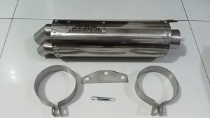 DUAL TIP CANISTER ONLY 51 MM INLET WITH CLAMBRACKETSPRINGSILENCER