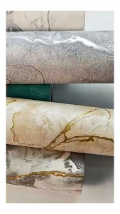 Wallpaper Dinding NEW Marmer Abstrak 3D Modern 45 cm x 8 m