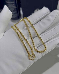 Kr silver เงินแท้มีใบรับประกันสร้อยคอเงินแท้สีทอง เงินแท้เคลือบทอง ลายเม็ดจีบ หนา 3 มิล | NG130001