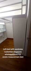 Loft bed with wardrobe and shelf customize singapore