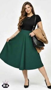 Mall Quality Plain Midi Balloon Skirt W/ Pocket - Regular Size (Can Fit: 25 Up To 33 inch Waist)