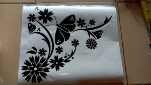 STICKER KULKAS 1 PINTU CUTTING STICKER FRAME FLOWER MODEL 4
