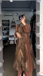 Setelan Midi Set Hijab 3 in 1 TAMA Set Tunik Wanita Ceruty dan Crincle Oneset Kulot Crincle Busui