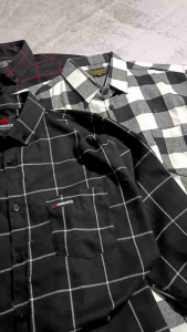 Hem baju kemeja flannel lengan panjang pria wanita outher kekinian v-neck slimfit