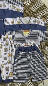 Seri Denim - 18 PCS / 9 STEL Baju Bayi Baru Lahir 0-3 Bulan Bahan Kaos Baju New Born